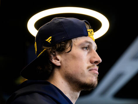 Rickard Rakell of Sweden being interviewed by media