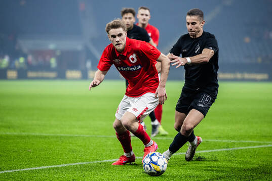Degerfors Teo Grönborg och AIKs Dino Besirovic
