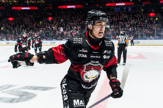 Malmö Redhawks Axel Sundberg jublar