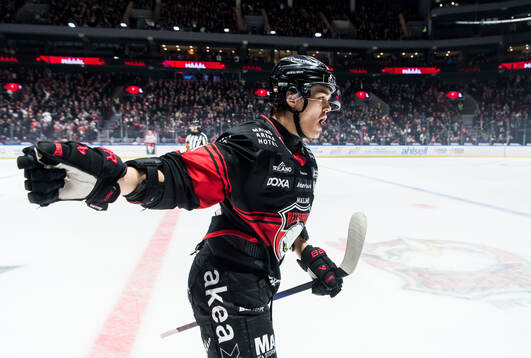 Malmö Redhawks Axel Sundberg jublar