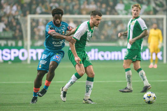 Varbergs Kevin Appiah Nyarko och Hammarbys Pavle Vagic