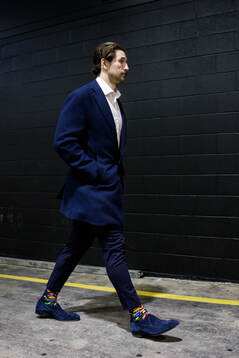 Filip Forsberg of Sweden arrives to the arena for the Four