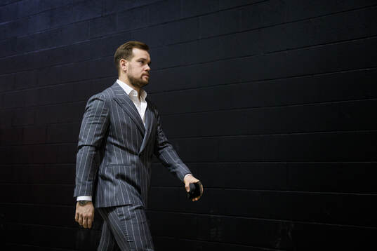 Viktor Arvidsson of Sweden arrives to the arena for the