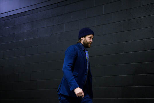 Victor Hedman of Sweden arrives to the arena for the Four