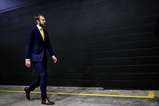Goaltender Linus Ullmark of Sweden arrives to the arena for