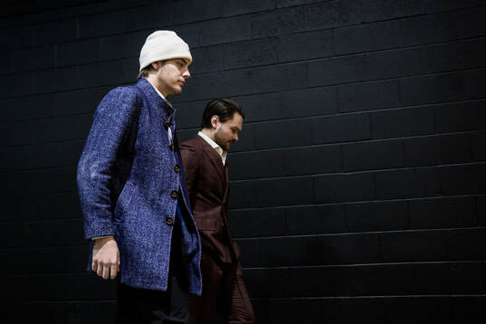 Leo Carlsson and Rasmus Andersson of Sweden arrive to the