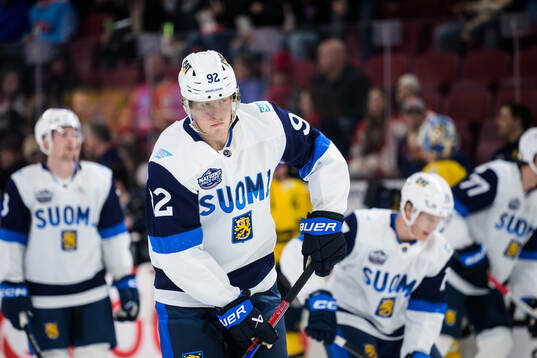 Patrik Laine of Finland at warm-up
