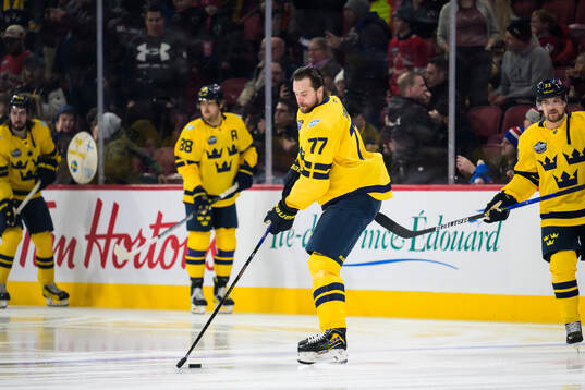 Victor Hedman of Sweden at warm-up
