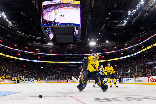 Goaltender Filip Gustavsson of Sweden