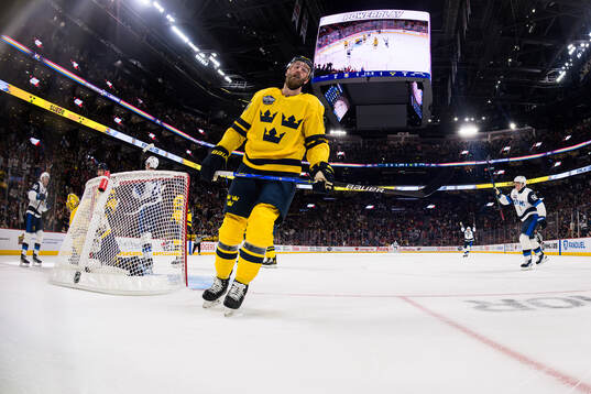 Mattias Ekholm of Sweden looks dejected as Mikko Rantanen