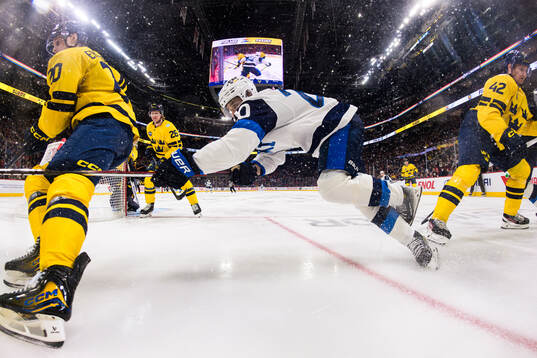 Joel Eriksson Ek, Rasmus Dahlin and Gustav Forsling of