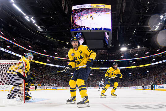 Goaltender Linus Ullmark, Erik Karlsson and Mika Zibanejad