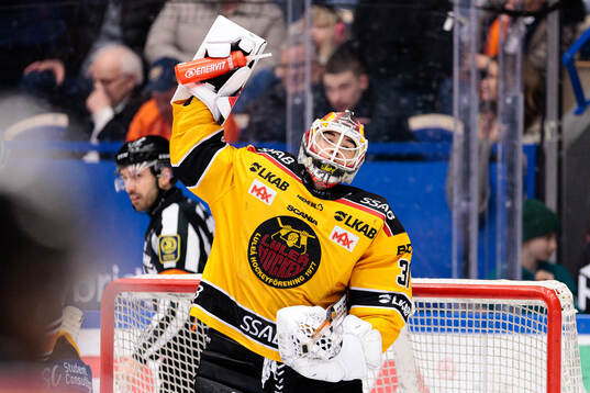 Luleås målvakt Matteus Ward jublar