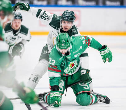 Färjestads Joel Nyström och Rögles Josh Dickinson