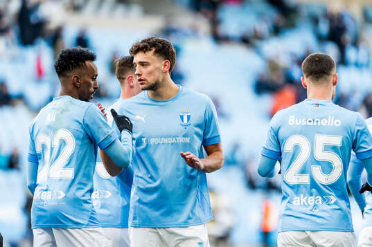 Malmö FFs Taha Ali och Colin Rösler jublar