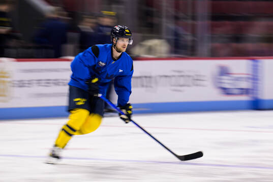 Elias Pettersson of Sweden at a practice session