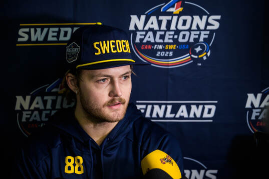 William Nylander of Sweden of Sweden is being interviewed