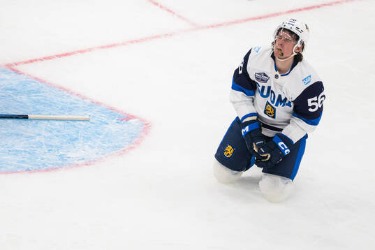 Erik Haula of Finland looks dejected