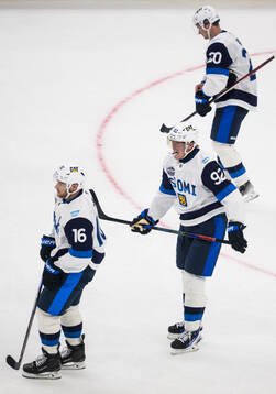 Aleksander Barkov, Patrik Laine and Sebastian Aho of
