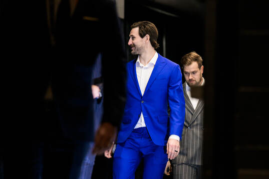 Filip Forsberg of Sweden arrives to the arena for the Four
