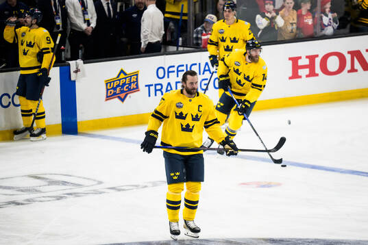 Victor Hedman of Sweden at warm-up