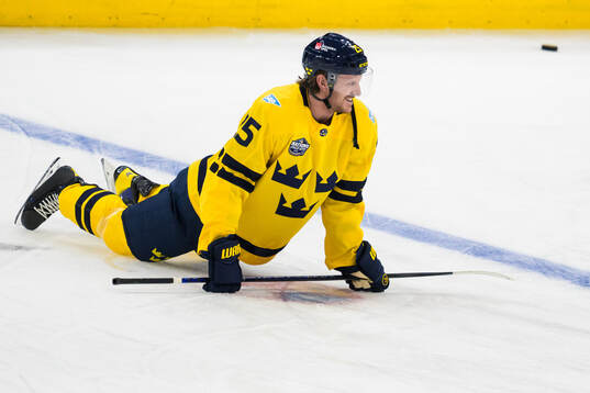 Jonas Brodin of Sweden at warm-up