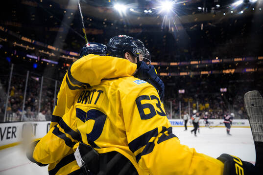 Jesper Bratt of Sweden celebrates