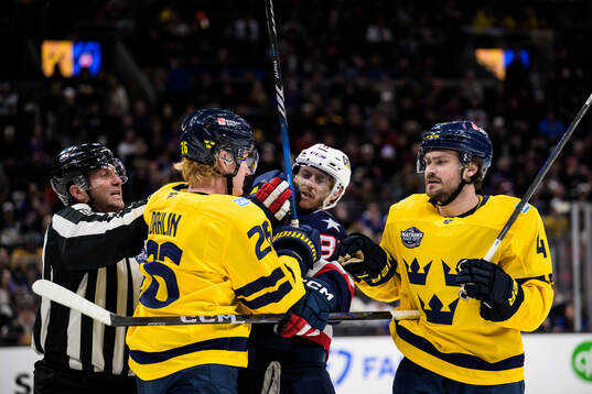 Rasmus Dahlin and Rasmus Andersson of Sweden and Kyle