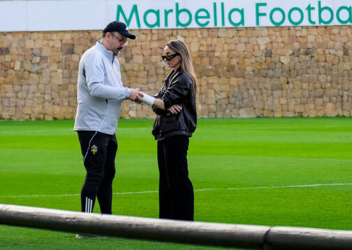 Kosovare Asllani of Sweden gets her hand looked