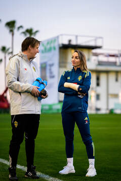 Kosovare Asllani and kit manager Jessica Karlsson