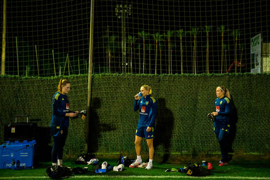 Goalkeeper Tove Enblom, Jonna Andersson and goalkeeper