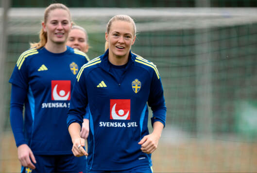 Goalkeeper Tove Enblom and Magdalena Eriksson of Sweden of