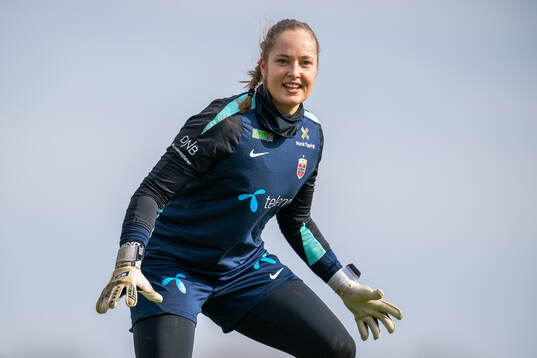 Goalkeeper Aurora Mikalsen of the Norwegian women's