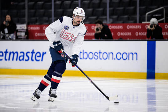 Auston Matthews of USA at a practice session