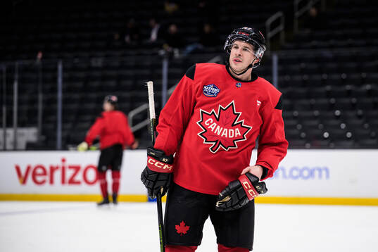 Sidney Crosby of Canada at a practice session