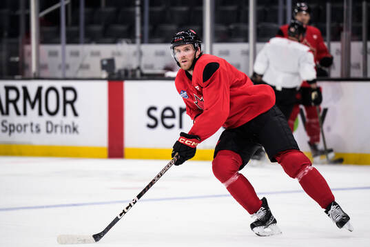 Connor McDavid of Canada at a practice session