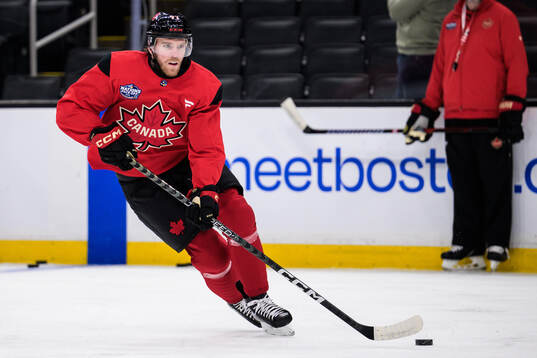 Connor McDavid of Canada at a practice session