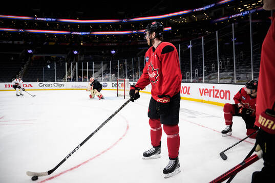 Connor McDavid of Canada at a practice session