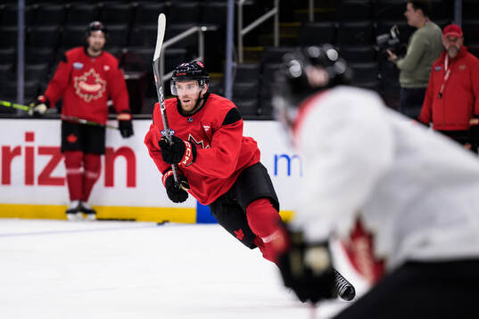 Connor McDavid of Canada at a practice session