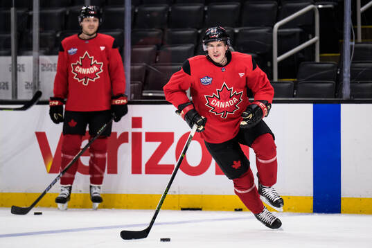 Sidney Crosby of Canada at a practice session