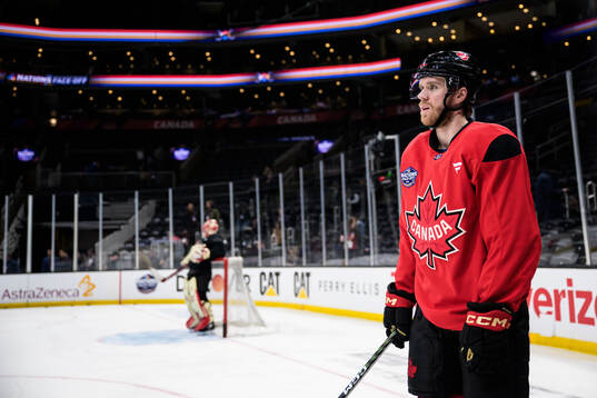 Connor McDavid of Canada at a practice session