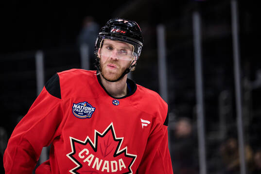 Connor McDavid of Canada at a practice session