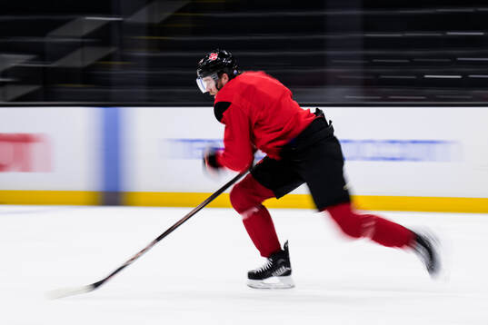 Connor McDavid of Canada at a practice session