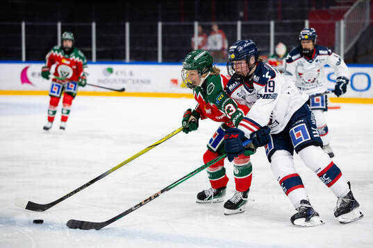 Frölundas Edit Danielsson och Linköpings Sara Hjalmarsson