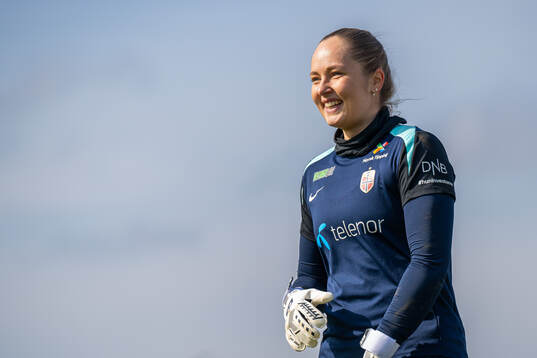 Goalkeeper Aurora Mikalsen of the Norwegian women's