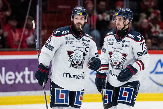 Linköpings Oscar Fantenberg och Nicholas Shore deppar