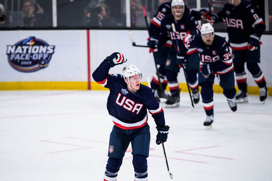 Brady Tkachuk of USA celebrates