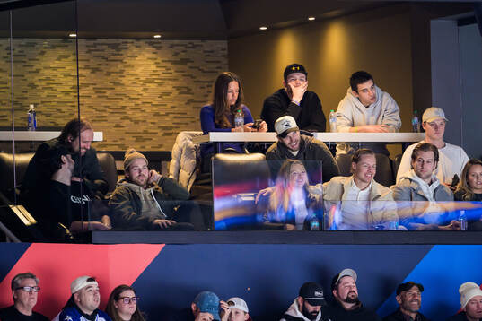 Swedish players Elias Lindholm and Hampus Lindholm watch