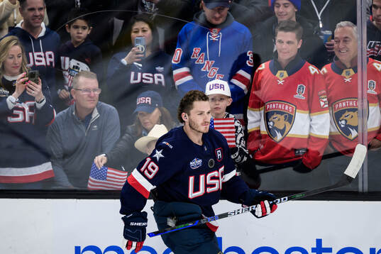 Matthew Tkachuk of USA at warm-up