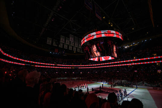 Chantal Kreviazuk sings the national anthem of Canada